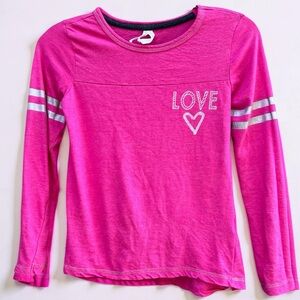 Love @ First Site Girls Pink Long Sleeve “LOVE” Graphic Size M 7/8 Cute Tee